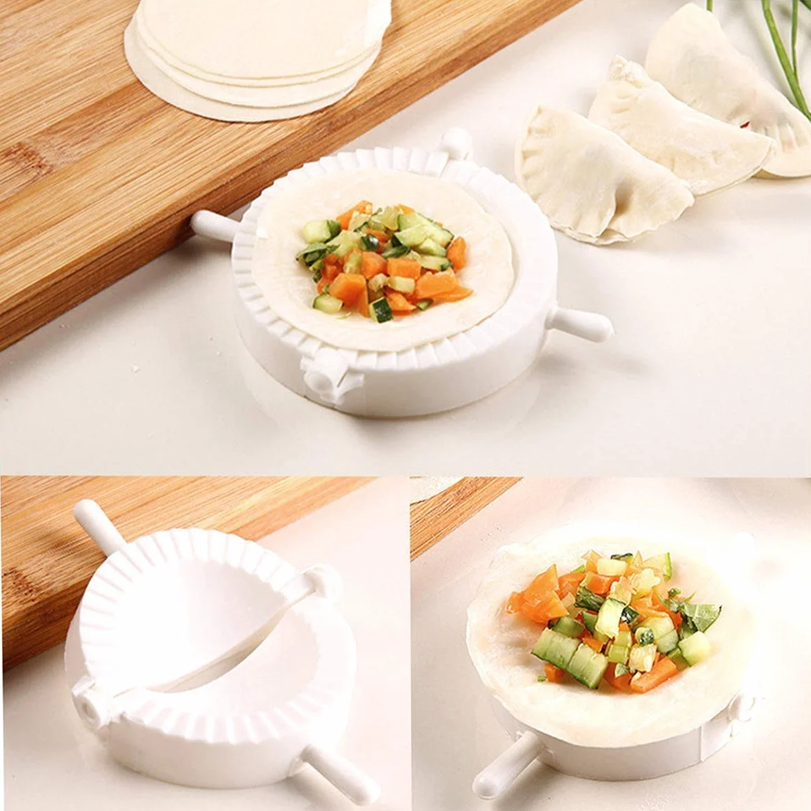 Voarge Stampo per Ravioli 3 Pezzi, Dough Press Pasticceria Utensili Mold Bianco