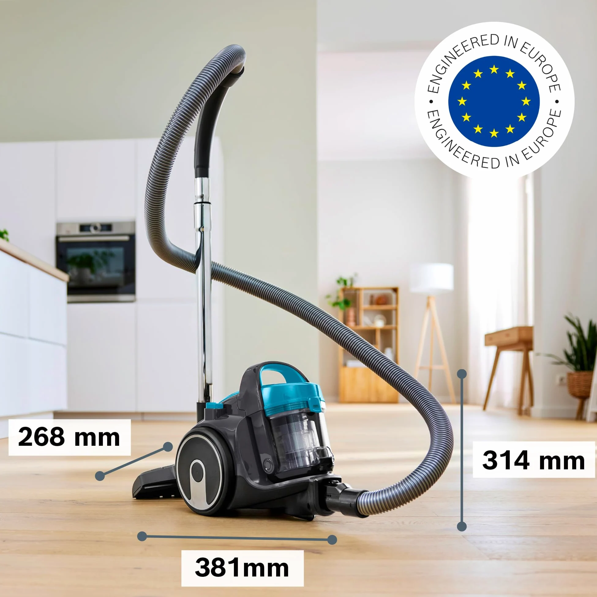 Bosch BGS05X240 Aspirapolvere a Traino Senza Sacco con Filtro Igienico PureAir, Design Compatto, Potente, Turchese