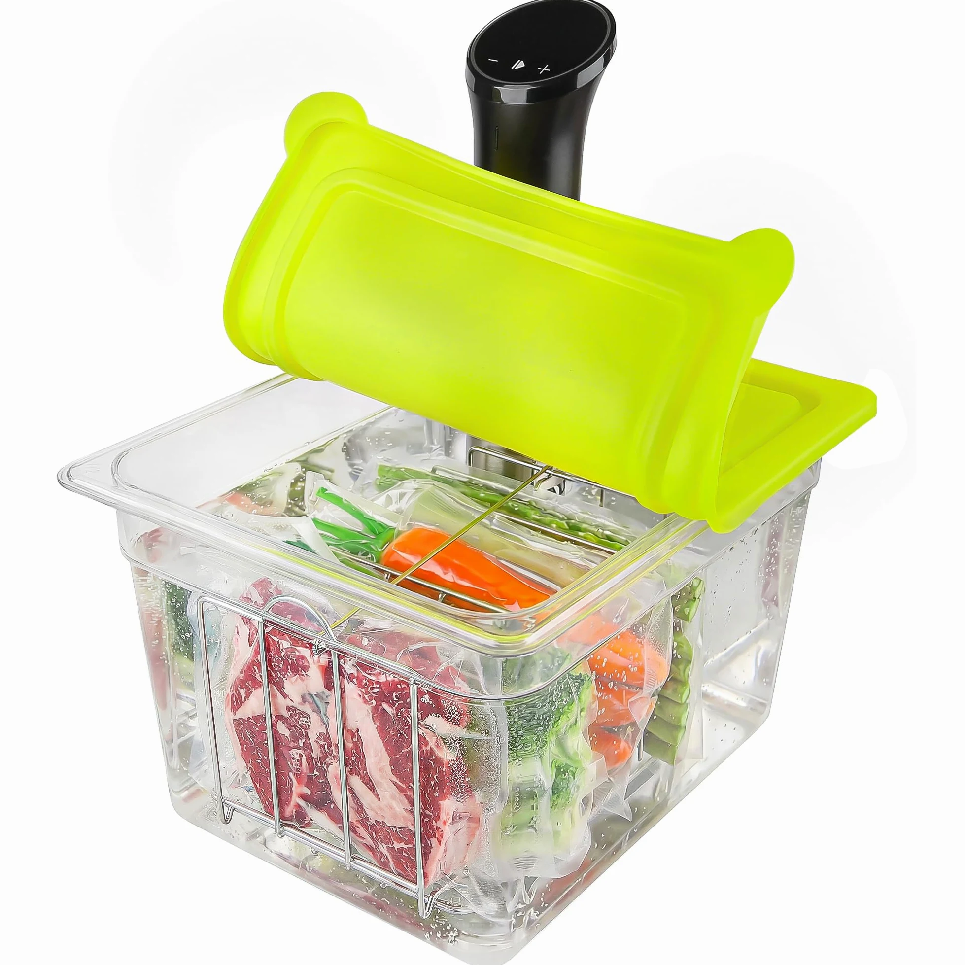 EVERIE Contenitore Sous Vide da 12 litri con coperchio universale in silicone e griglia per sottovuoto compatibile con tutti i modelli Anova, Anova Nano, Chefsteps Joule, Instant Pot, Wancle Sous Vide