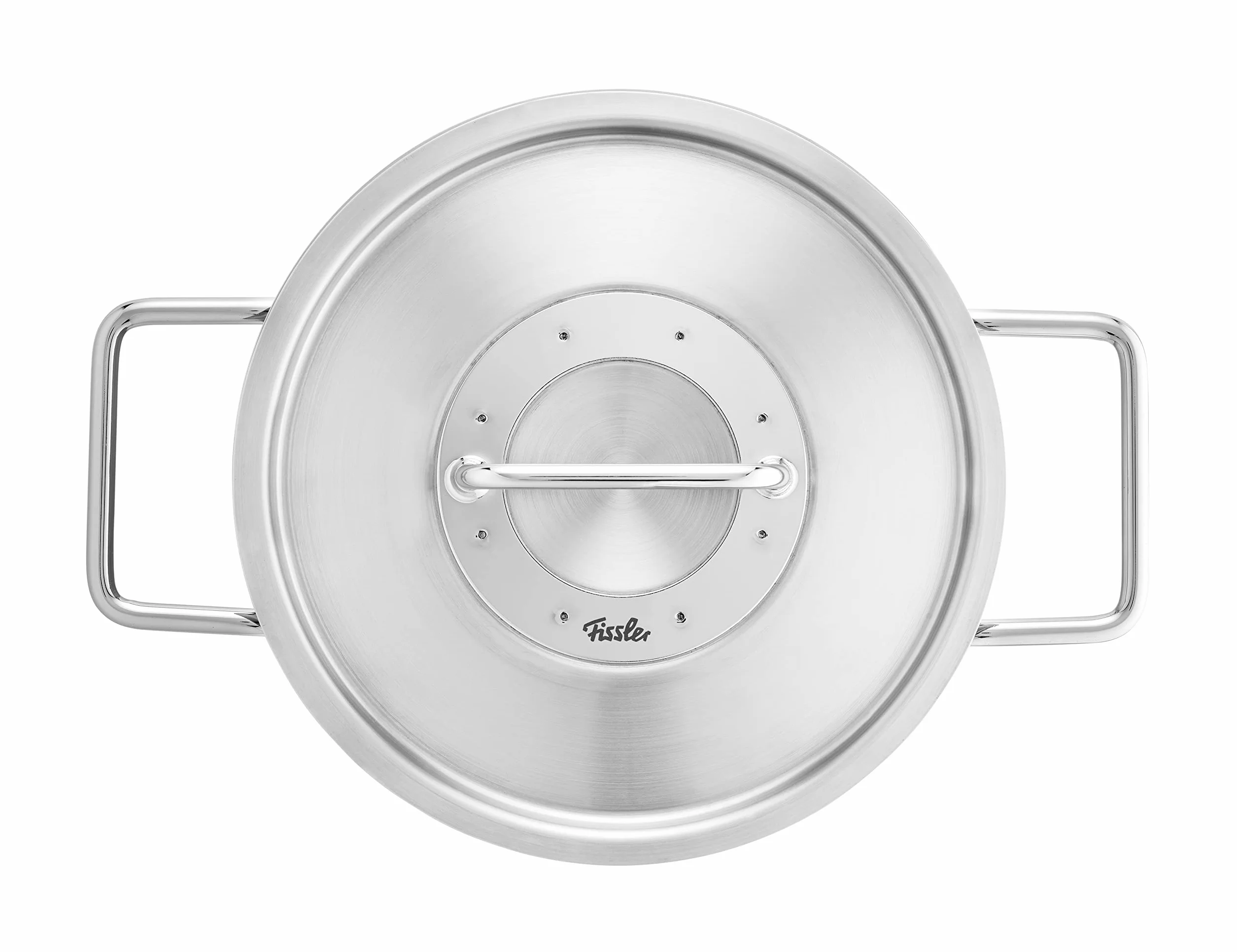 Fissler Pure Collection - Set di pentole in acciaio inox, 6 pezzi, pentole con coperchi in metallo (3 pentole, 1 padella, 1 casseruola, padella Ceratal Comfort 24 cm), compatibile induzione