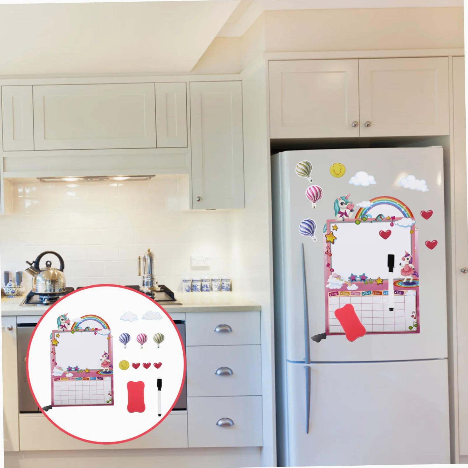 MAGICLULU 5 Set Bloc Notes Lavagna Da Cucina Adesivi Del Programma Di Pianificazione Adesivo Magnetico Mini Lavagna Bianca Frigo Magneti Mini Frigo Per Bambini Colorful Magnete in Gomma