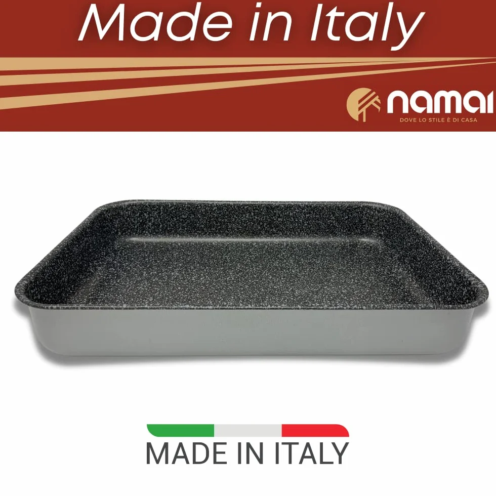 NAMAI -Set 3 Teglie Forno Antiaderente- Lasagnera-Antiaderente -Adatta Per la Lavastoviglie- Alluminio (SET TRIS 35CM 30CM, 25CM)