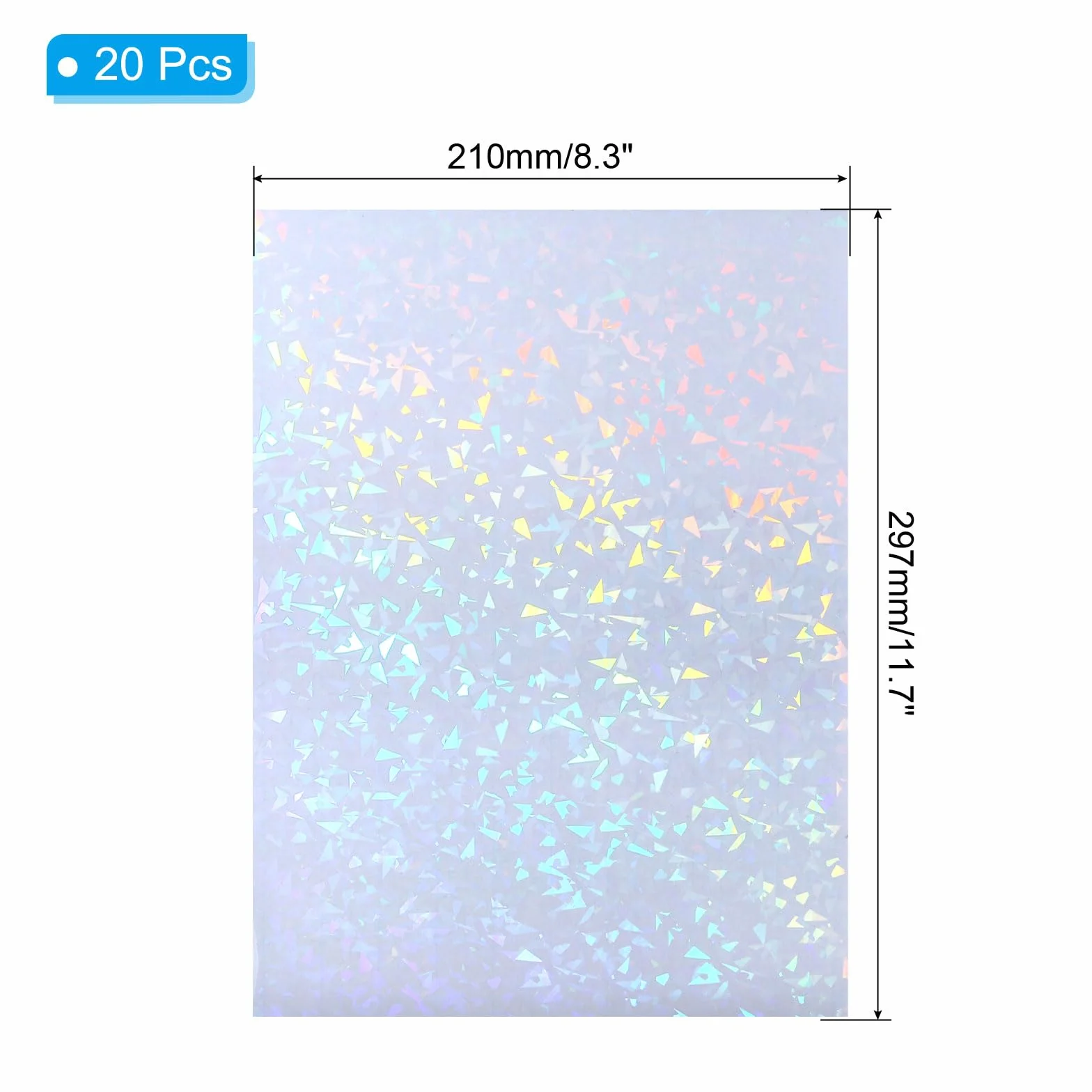 PATIKIL Carta Adesiva Olografica 11.7x8.3" A4 Polipropilene Autoadesivo Trasparente Impermeabile 20 Fogli