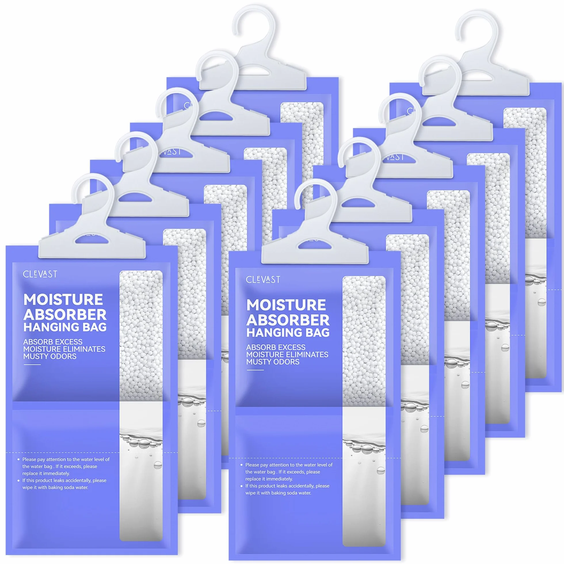 CLEVAST 10 Pack x 230g Sacchetti Deumidificatori Antimuffa per Armadio, Sacchetti Assorbi Umidità da Appendere Assorbono Per Armadio, Casa, Assorbi Umidità In Armadi, Cucine, Seminterrati