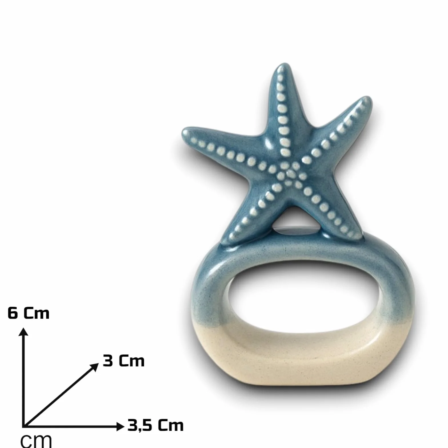 MARINE 12x PORTATOVAGLIOLI in CERAMICA anello per tovagliolo Complemento per Tavola Cucina Tema Mare Decorazione per la Casa, Spiaggia, Barca Decorazioni (Bianco e Azzurro) 6x3x h.3,5 cm