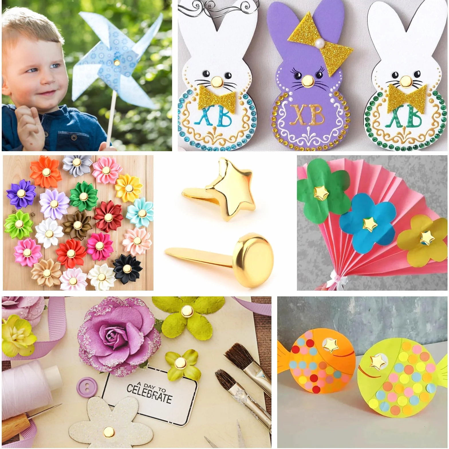 Fermacampioni Metallici 200 Pezzi per Scrapbooking, Mini Chiusura Carta a Treccia