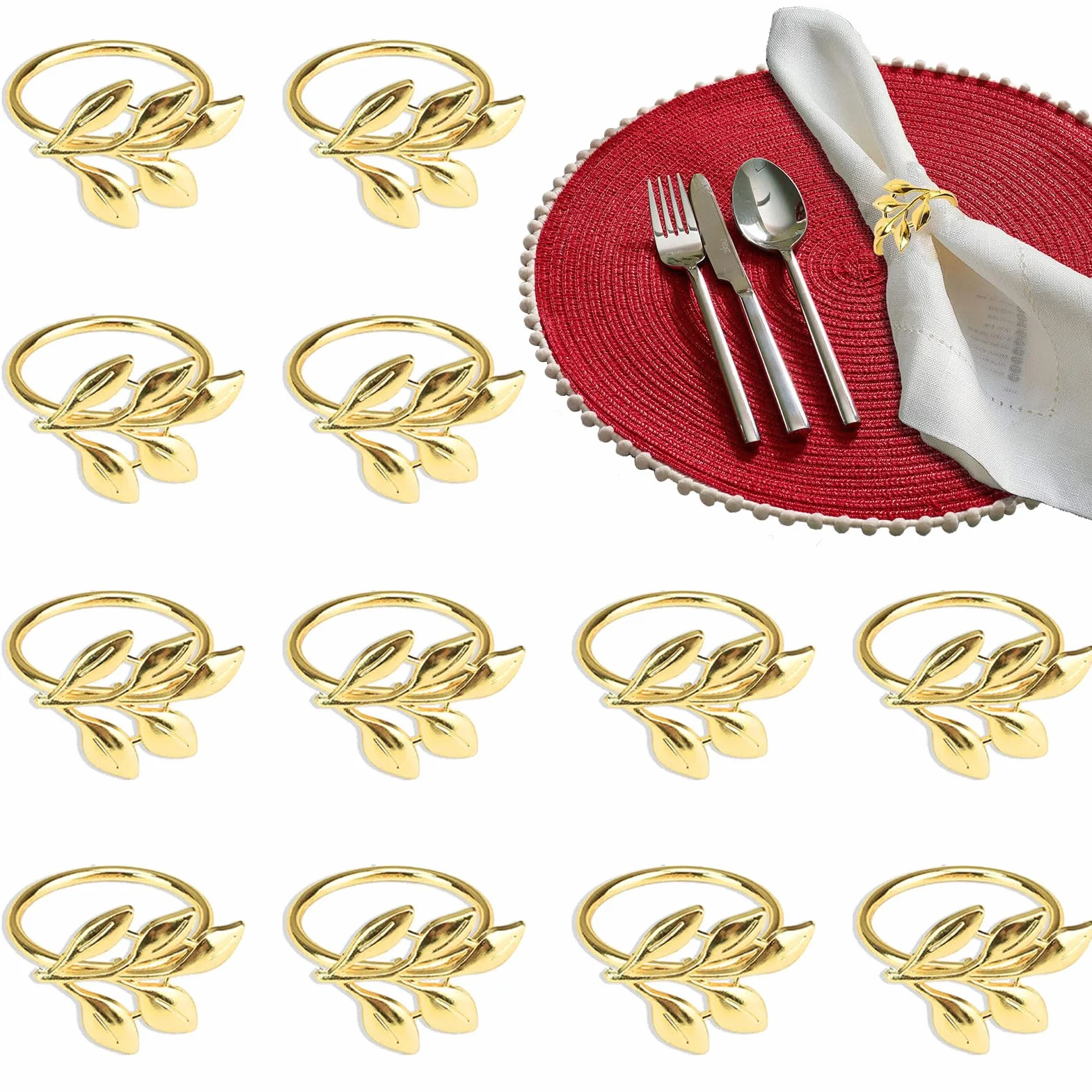 12 Pezzi Portatovaglioli da Tavola Dorati, Anelli Portatovaglioli in Metallo Anelli per Tovaglioli da Tavola, per Festa di Nozze, Cena, Anniversario, Decorazione della Tavola