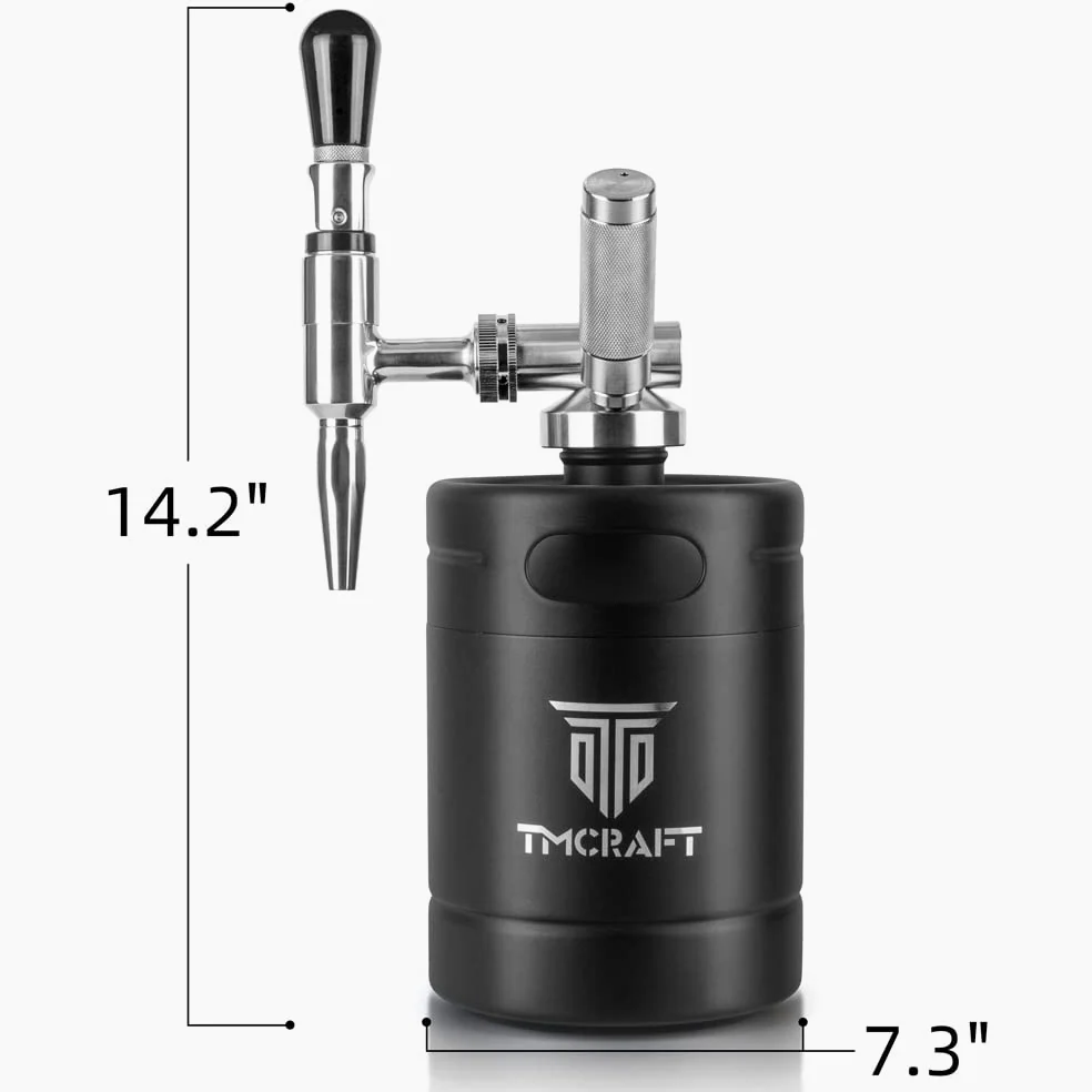 TMCRAFT 64oz Nitro Cold Brew Caffettiera, Acciaio Inox Stout Cream Rubinetto & Valvola di Sfiato, Home Brew Barile di Caffè Azoto Barile di Caffè