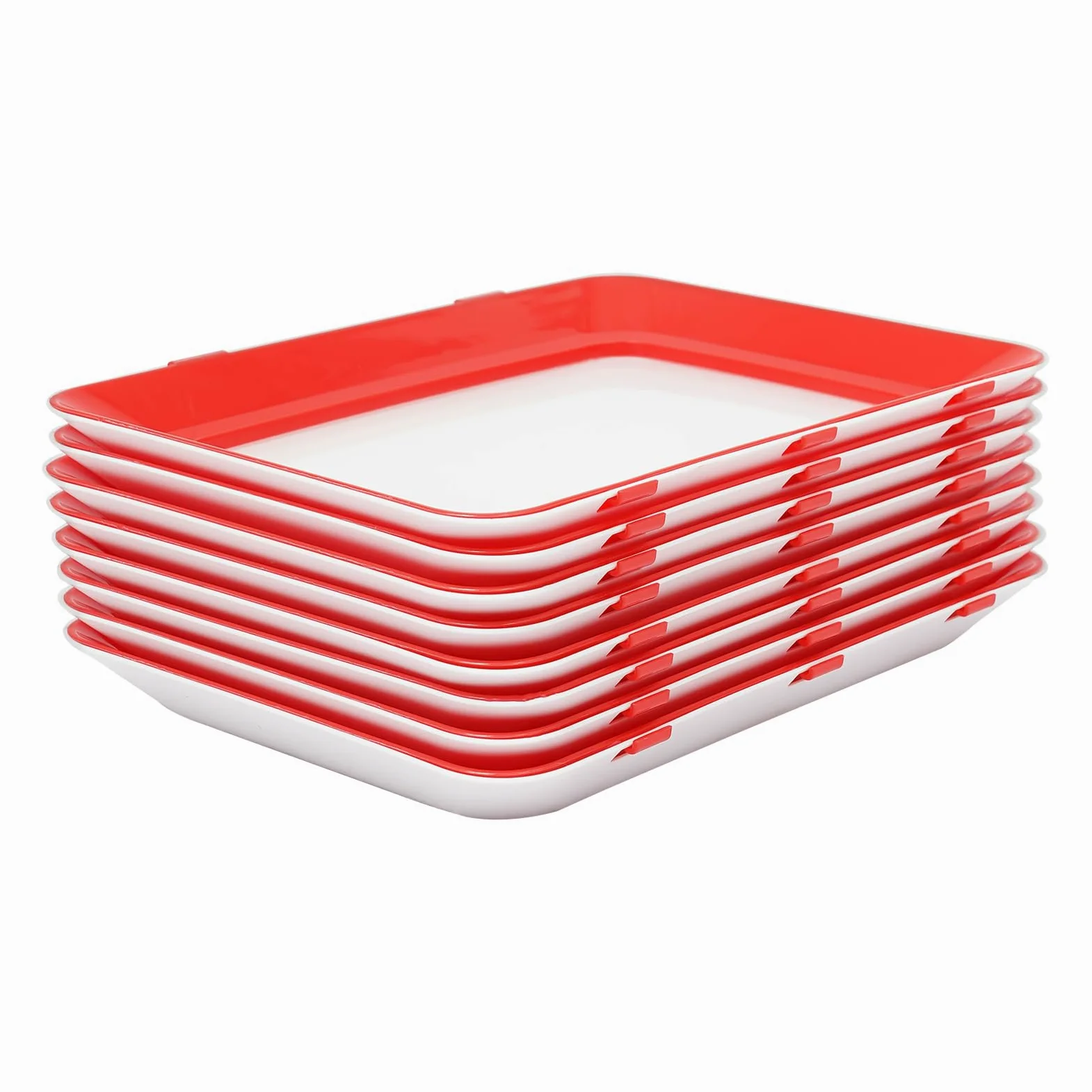 Vassoio sottovuoto per conserve, 8 pezzi, con pellicola, per frigorifero | 8 pezzi, materiale PP, pellicola salvafreschezza, impilabili, riutilizzabili, 30 x 22 x 3 cm