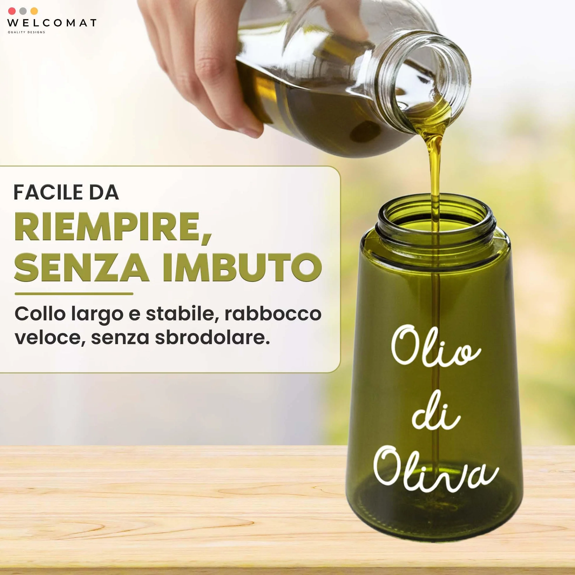 WELCOMAT Spruzzino Olio 470 ml 2 in 1 Nebulizzatore Vetro per Friggitrice ad Aria Insalata BBQ