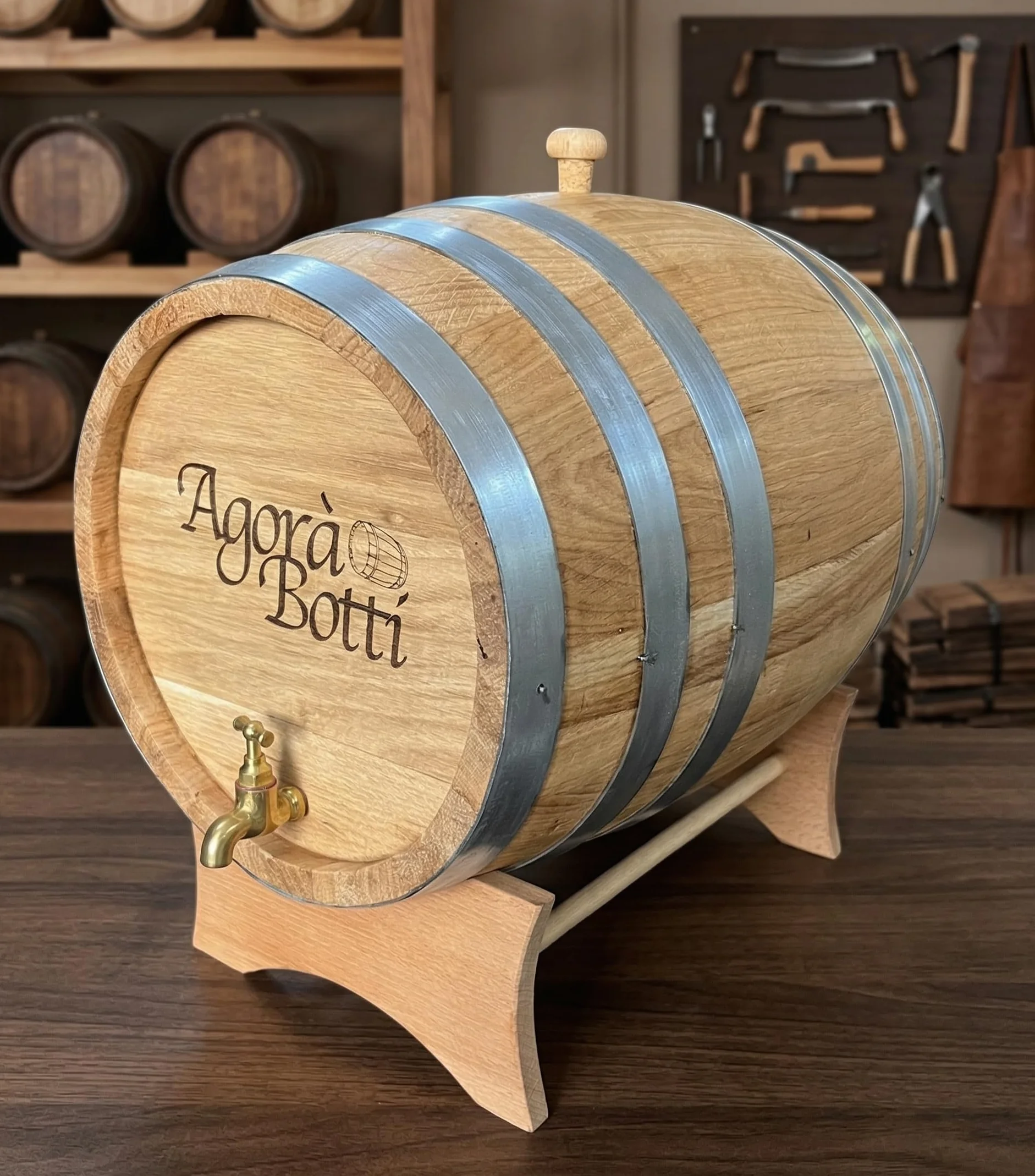 Botte di Rovere da 20 Litri con Rubinetto di Ottone - Nuova Produzione
