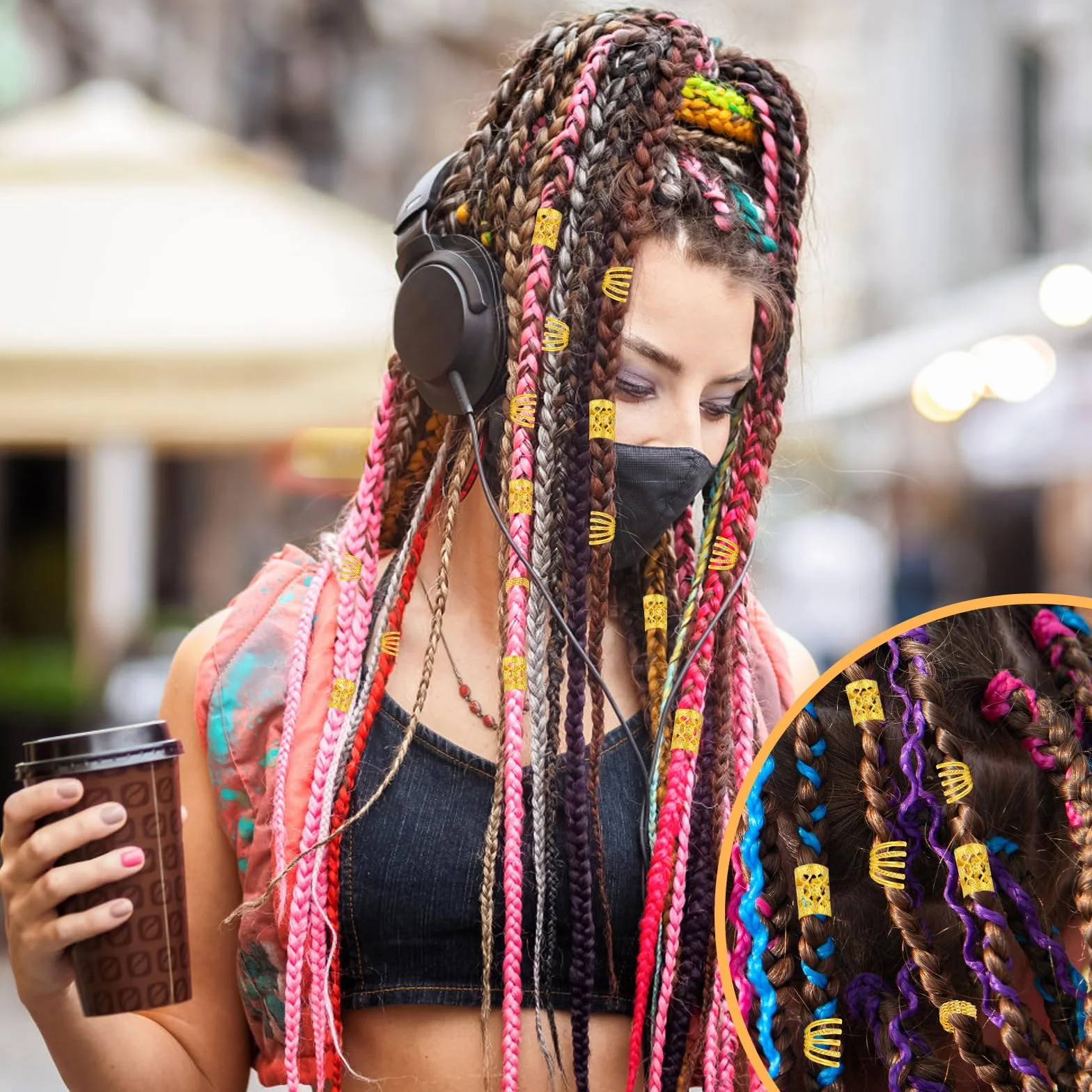 Pezzi Accessori Anelli Per Capelli Donna Oro Regolabili Gioielli Trecce