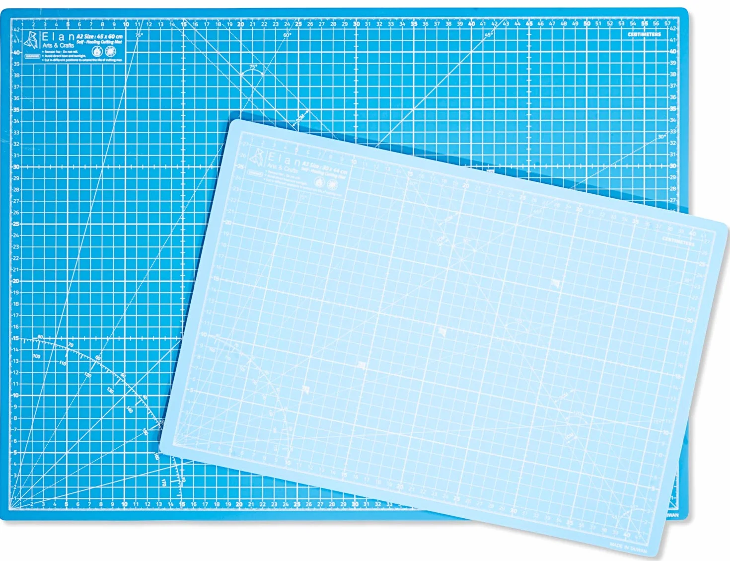 Elan Tappetino da Taglio A2 Blu 45x60 cm Autorigenerante 5 Strati PVC Riciclato