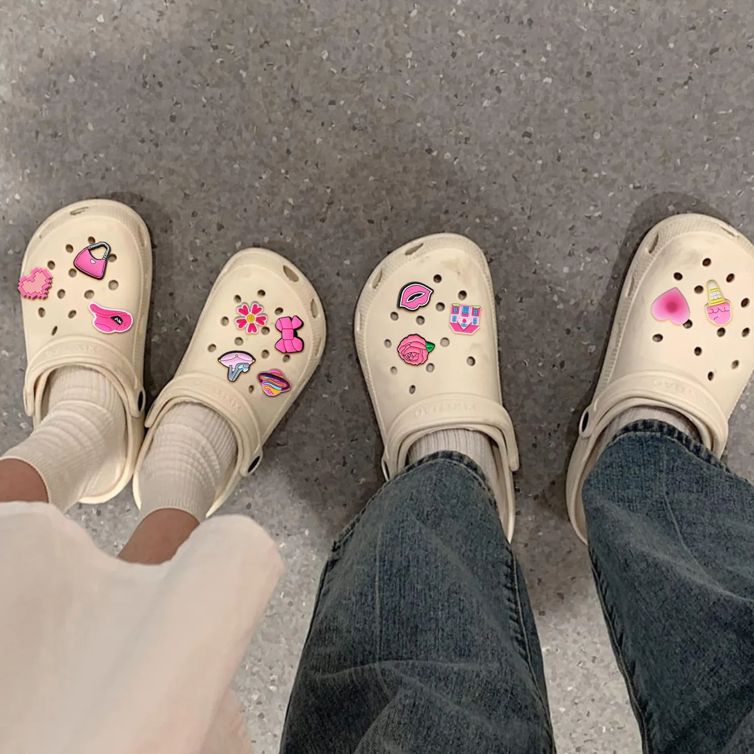 30 Pezzi Decorazioni per scarpe carine, scarpe con fondo in legno, scarpe con foro, fibbie per scarpe in gomma morbida, decorazioni per scarpe creative fai da te.