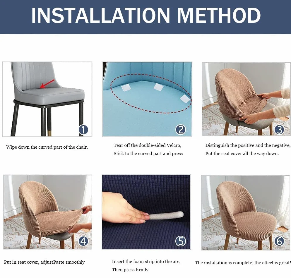 Set di 1/2/4/6 coprisedie da ufficio in stile nordico, elastiche, senza braccioli, protezione elastica per sala da pranzo e mobili da ufficio