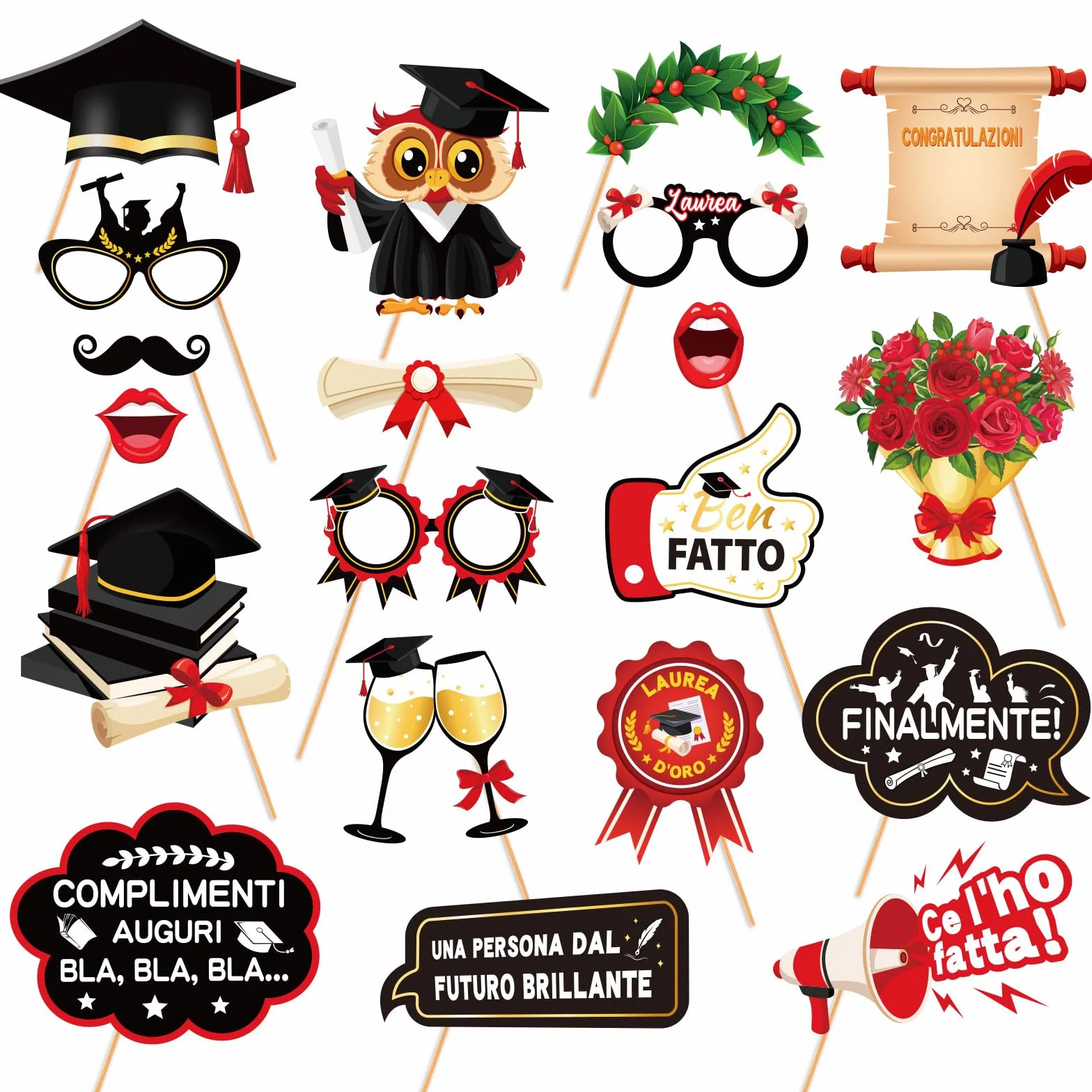 HOWAF 20pz Photo Booth Laurea Gadget Cornice per Selfie Foto Props Regalo Decorazioni