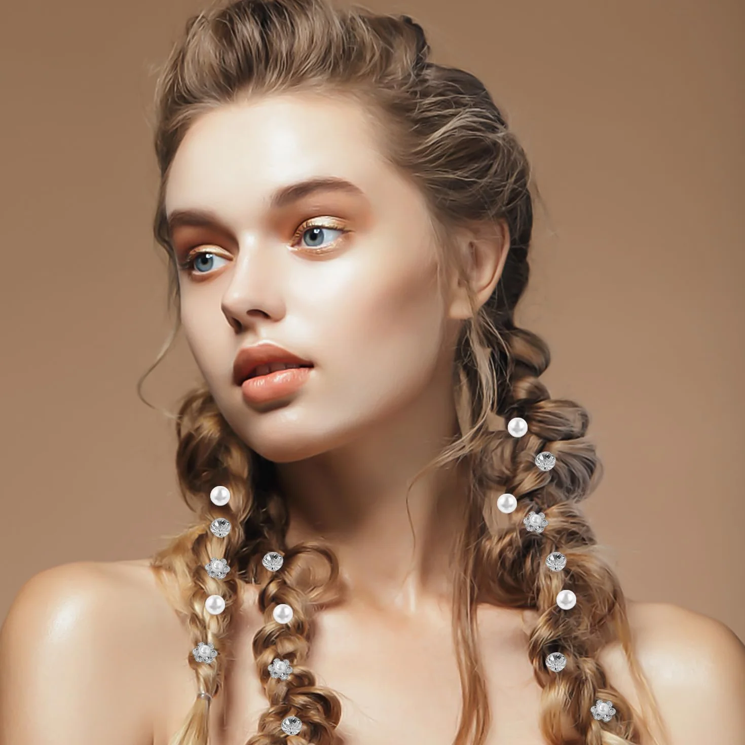 Forcine per capelli da donna con strass primaverili, forcine da sposa diamantate