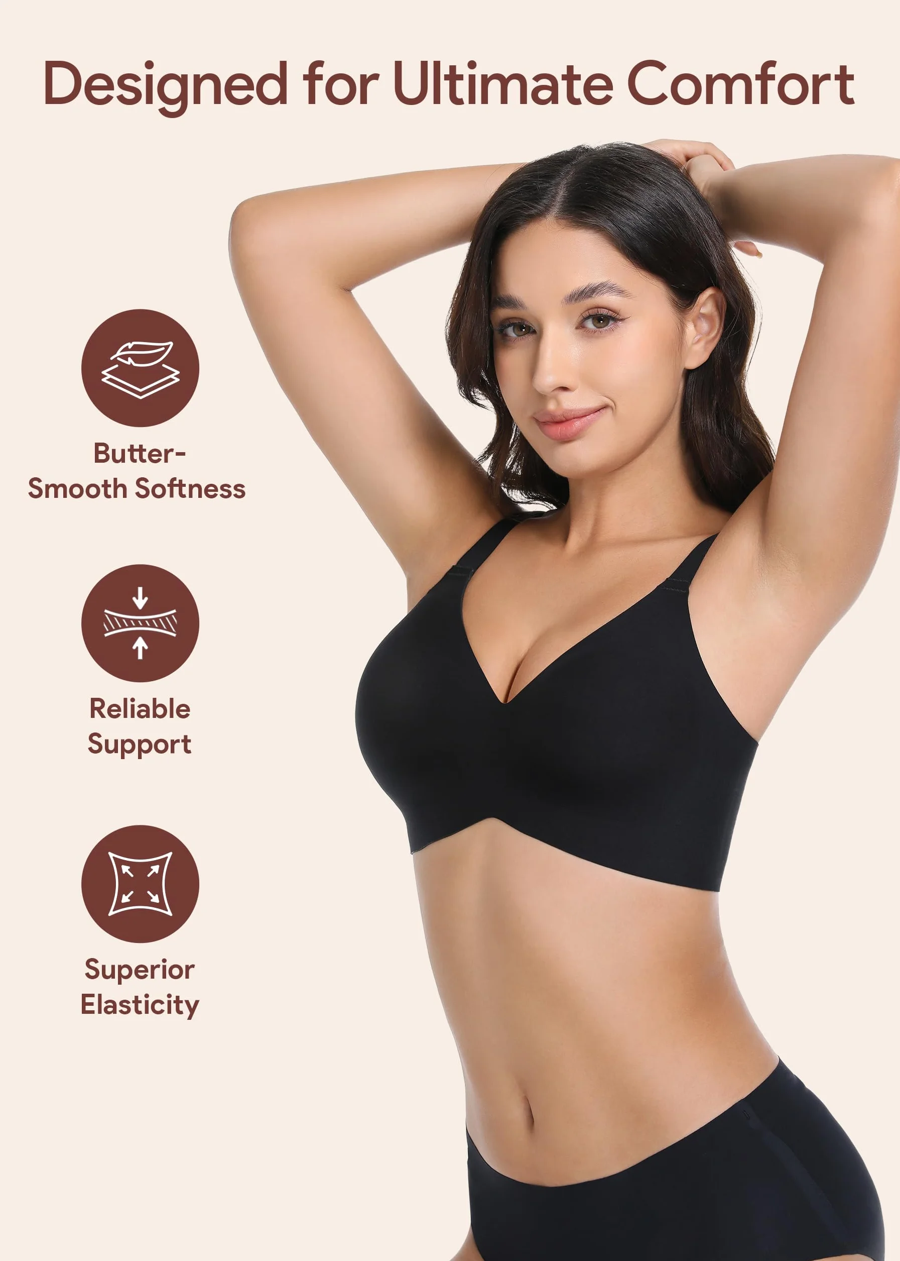 Reggiseno Senza Fili Push-up Bralette Senza Cuciture Comfort