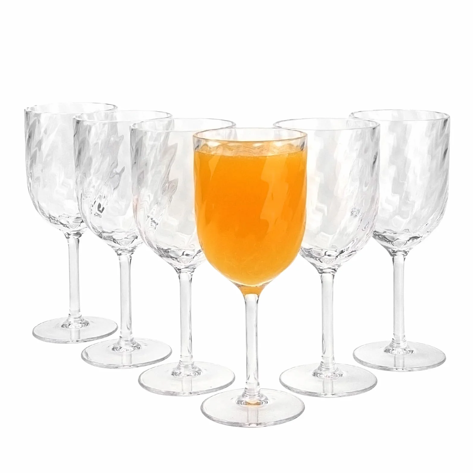 Yalin, set di 6 calici infrangibili in acrilico da 444 ml, impilabili, per vino e acqua. (Trasparente, 444 ml)