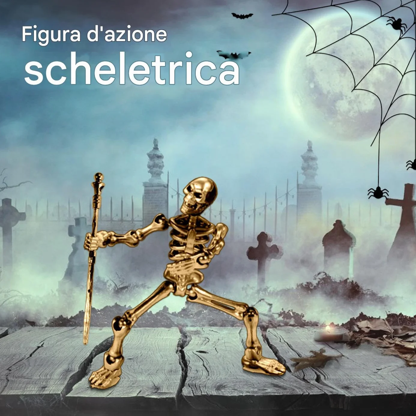 Skeleton Action Figure, Movable Joints Full Body Assembly Model, Flexible Poses, Ideal for Desk and Bookshelf Display, Halloween Decor and Craft Decoration