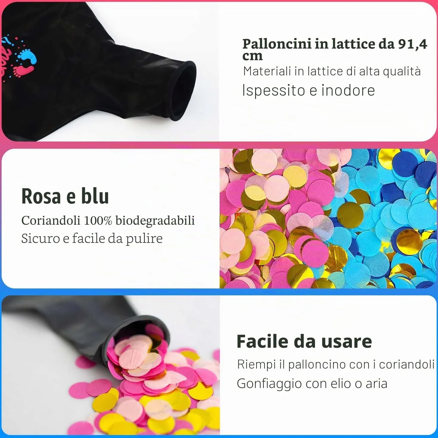 2pcs Palloncino Baby Shower Boy or Girl, 36 Pollici Palloncini Gender Reveal Grandi Palloncini in Lattice con Nastro di Coriandoli Rosa Blu per Baby Shower Decorazioni Gender Reveal Ideas
