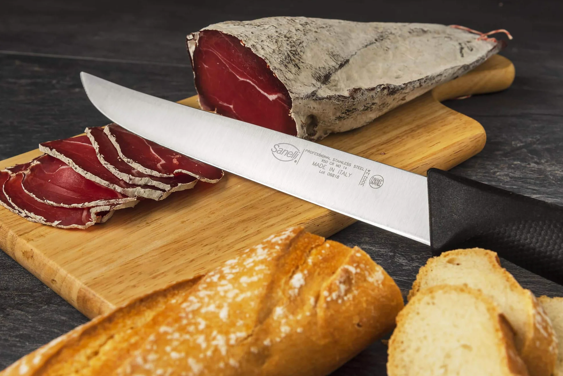Sanelli Linea Skin, Coltello Filettare Pesce flex professionale cm.16, Acciaio inossidabile, Nero, Lunghezza lama 16 cm.