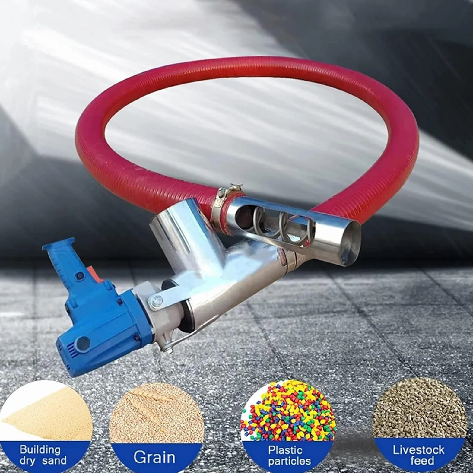Macchina per aspirazione di cereali Macchina per pompaggio di cereali di grandi dimensioni per uso domestico Tubo flessibile ispessito Trasportatore di cereali Coclea trasportatrice a vite (blu 2 m)