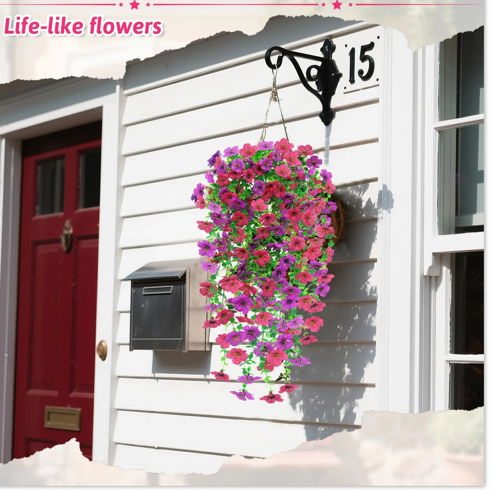 Fiori Finti da Esterno Artificiali Resistenti UV 2 Pezzi Rosa Viola per Giardino Balcone