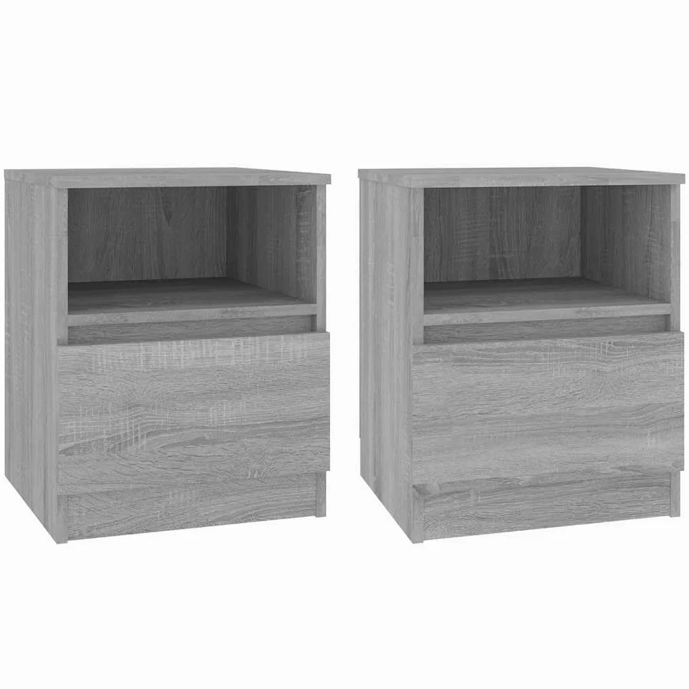 Comodini 2 Pezzi Sonoma Grigio 40x40x50cm Legno Ingegneria | Con cassetto e vano, portaoggetti multiuso, fissaggio a parete incluso, manuale di montaggio