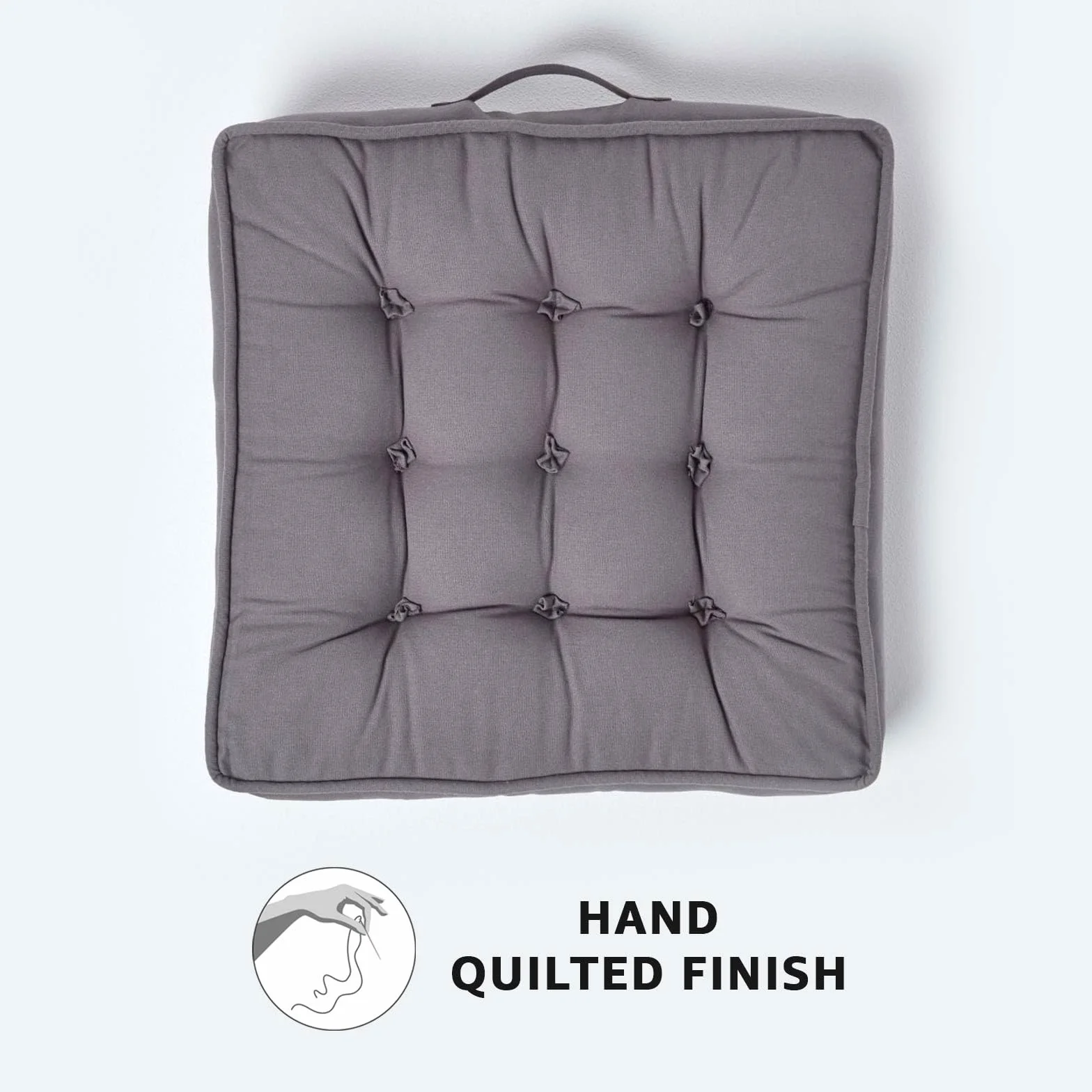 HOMESCAPES Cuscino per seduta rialzata in cotone quadrato 50 x 50 cm grigio ardesia
