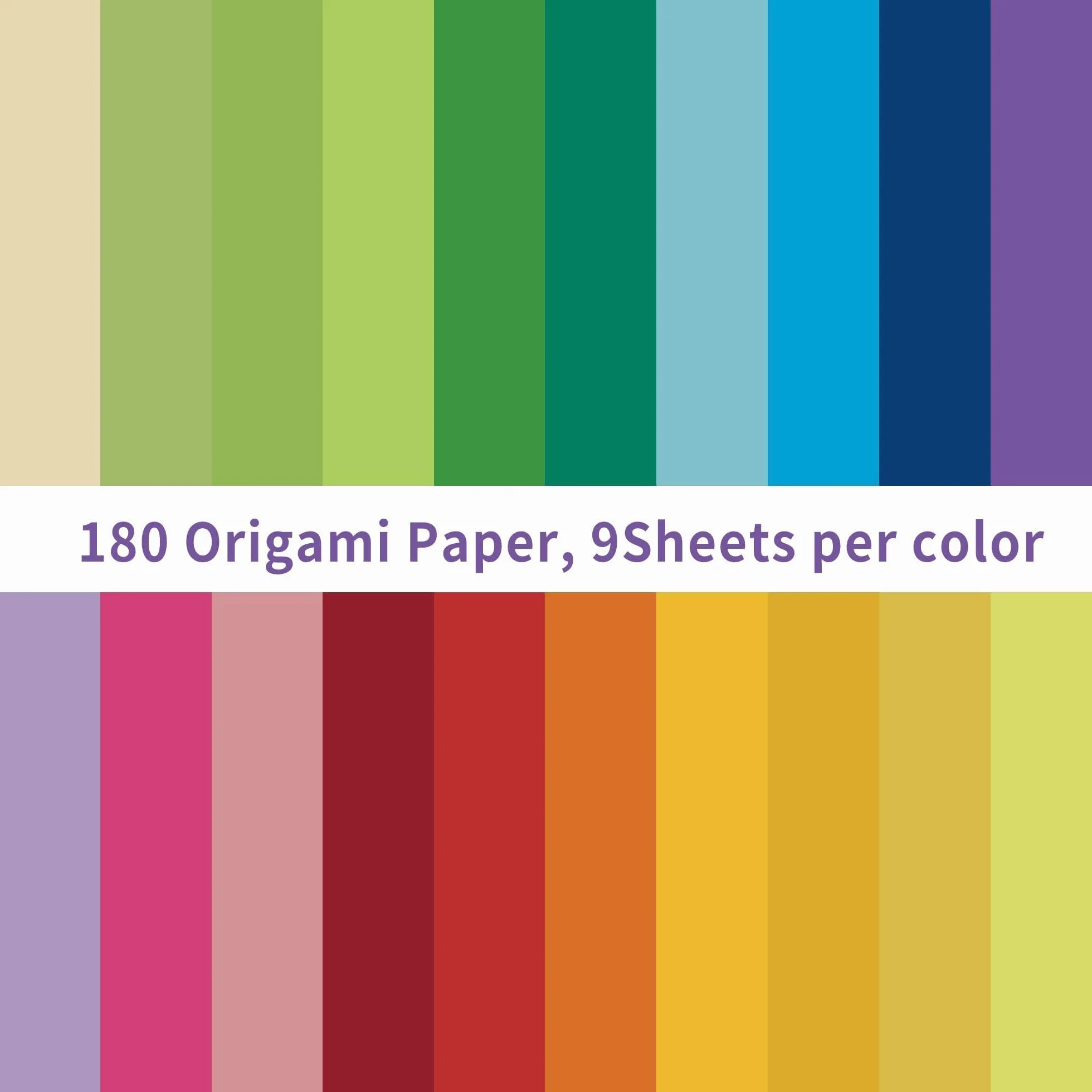 Carta per origami A4 80 gsm 180 fogli 20 colori vivaci fronte-retro