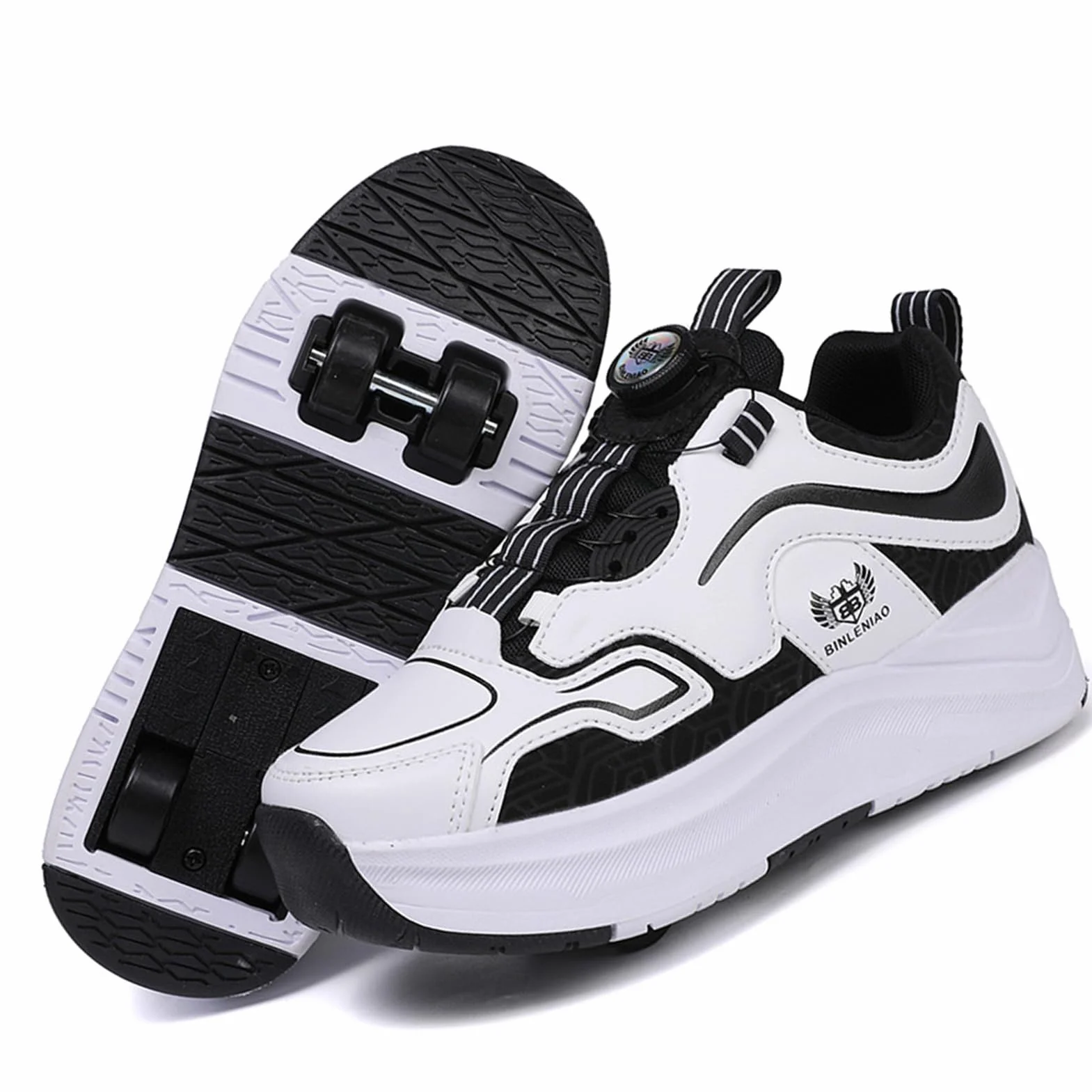 Scarpe con Rotelle Bambino Bambina 2 in 1 Sneakers Sportive con Ruote Retrattili, Doppia Ruota 32-40 EU