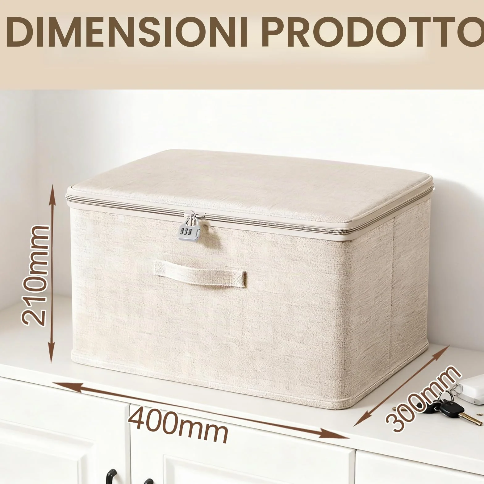 Scatola con Lucchetto 40 x 30 x 21 cm per Oggetti Vestiti Libri Giocattoli