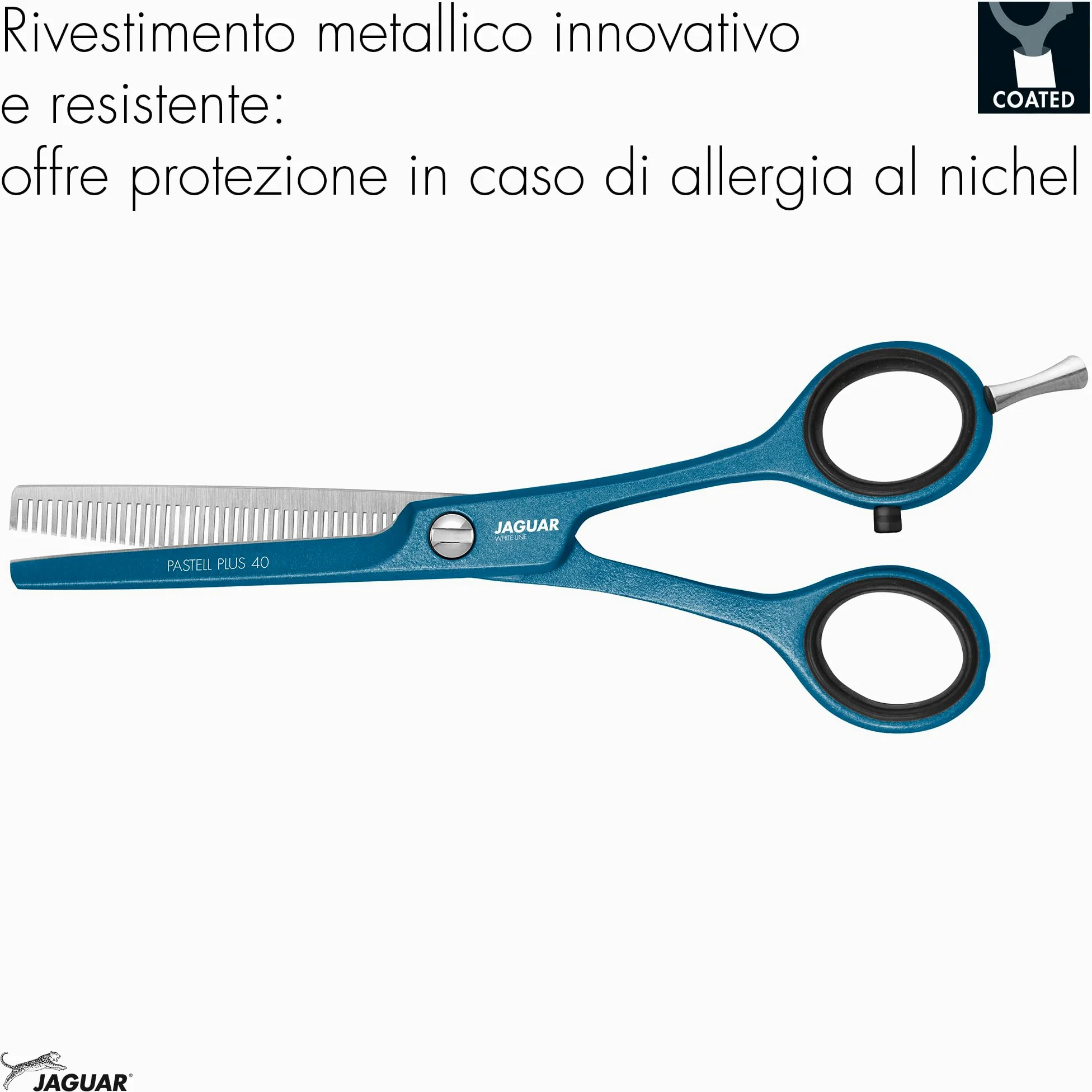 JAGUAR Forbici da modellatura PASTELL PLUS Atlantic Classic 40 5,5" | Forbici da texturizzazione con 40 denti sfolti a taglio prismatico | Rivestimento metallico antiallergico | Prodotto in Germania