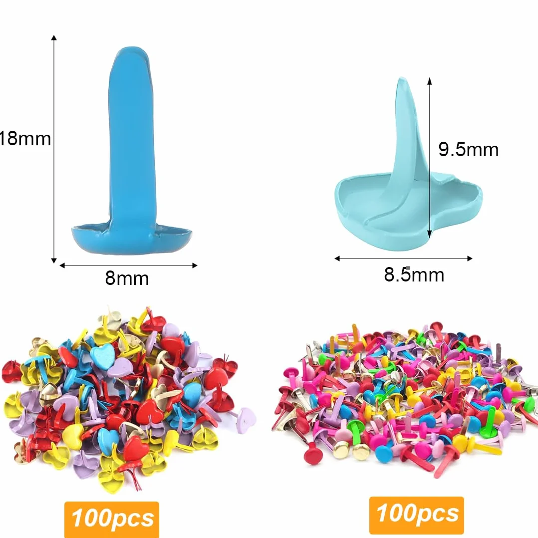 Fermacampioni Colorati 200 Pezzi per Scrapbooking Carta DIY Multicolore