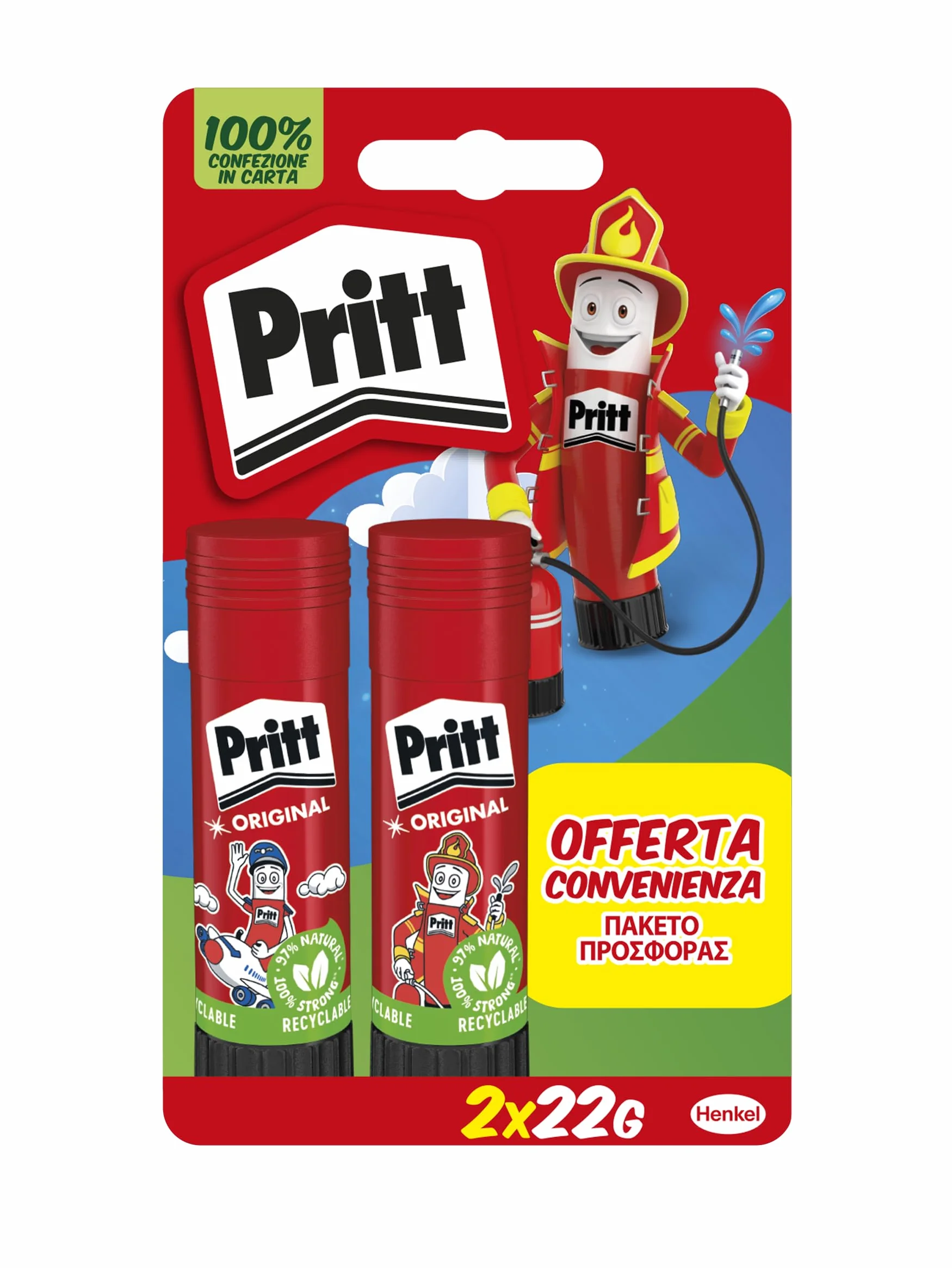 Pritt Colla Stick 2 x 22g per bambini scuola ufficio