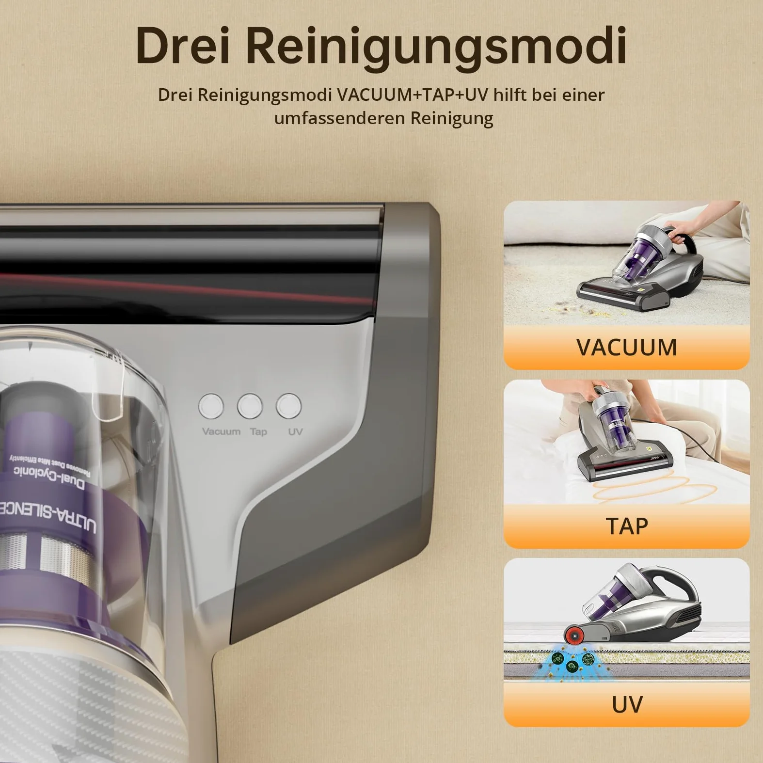 Jimmy JV35 Aspiratore per Materassi con Sterilizzazione UV, 700W 14Kpa Battimaterasso Antiacaro, Filtro HEPA, Sistema di Filtrazione Dual-Cyclonic e Certificato di Qualità