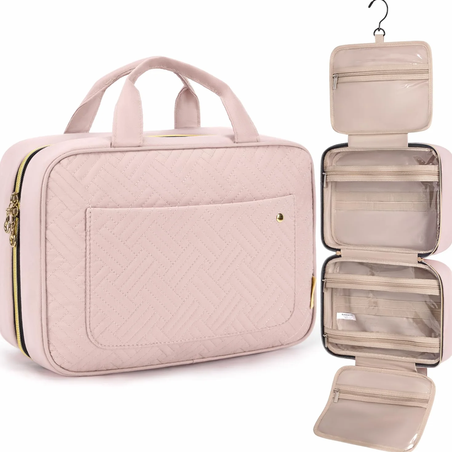 BAGSMART Borsa da Toilette Impermeabile per Donna Pochette Trucchi Appendere