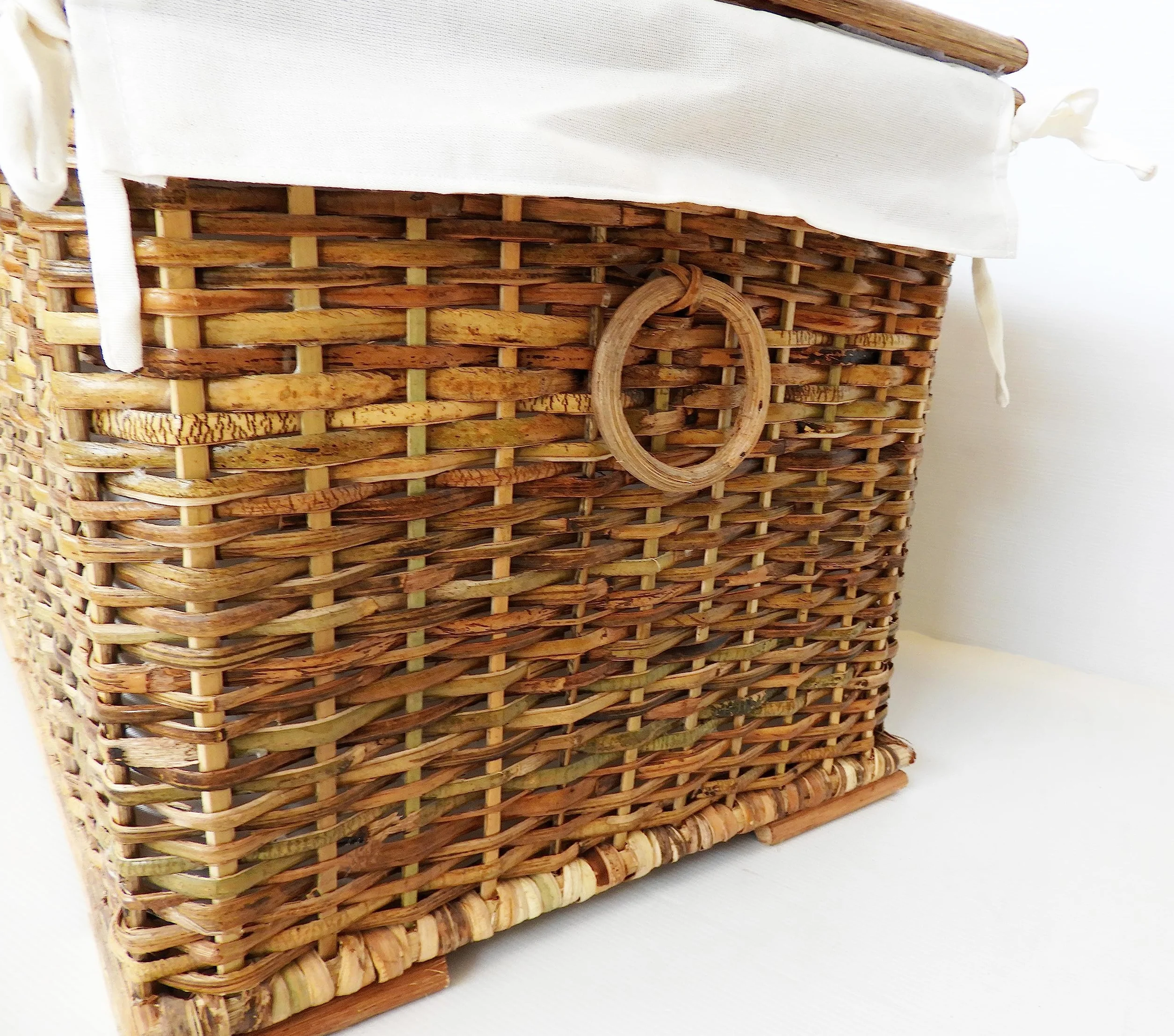 cesto vimini baule porta biancheria rattan portbiancheria fodera cotone cm 70x38x40 H