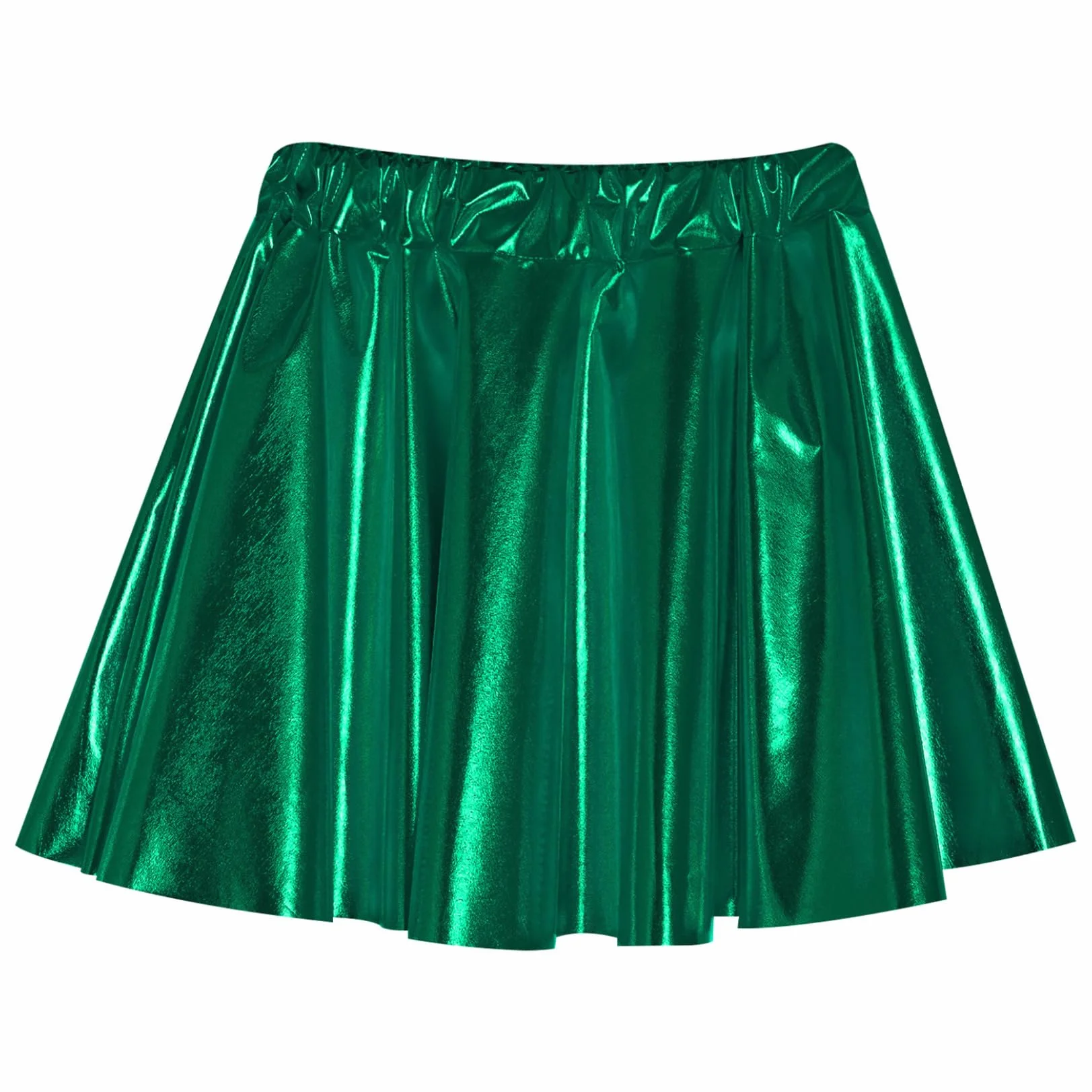 Bambine Ragazze Balletto Danza Gonna Svasata Pieghettata Aline Mini Glossy Metallizzato