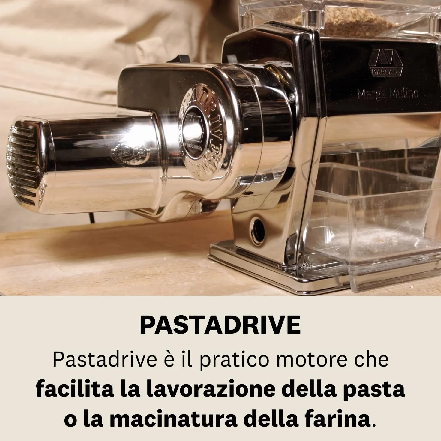 Marcato Motore per Macchina per Pasta 100W Plastica Argento Linea Basic