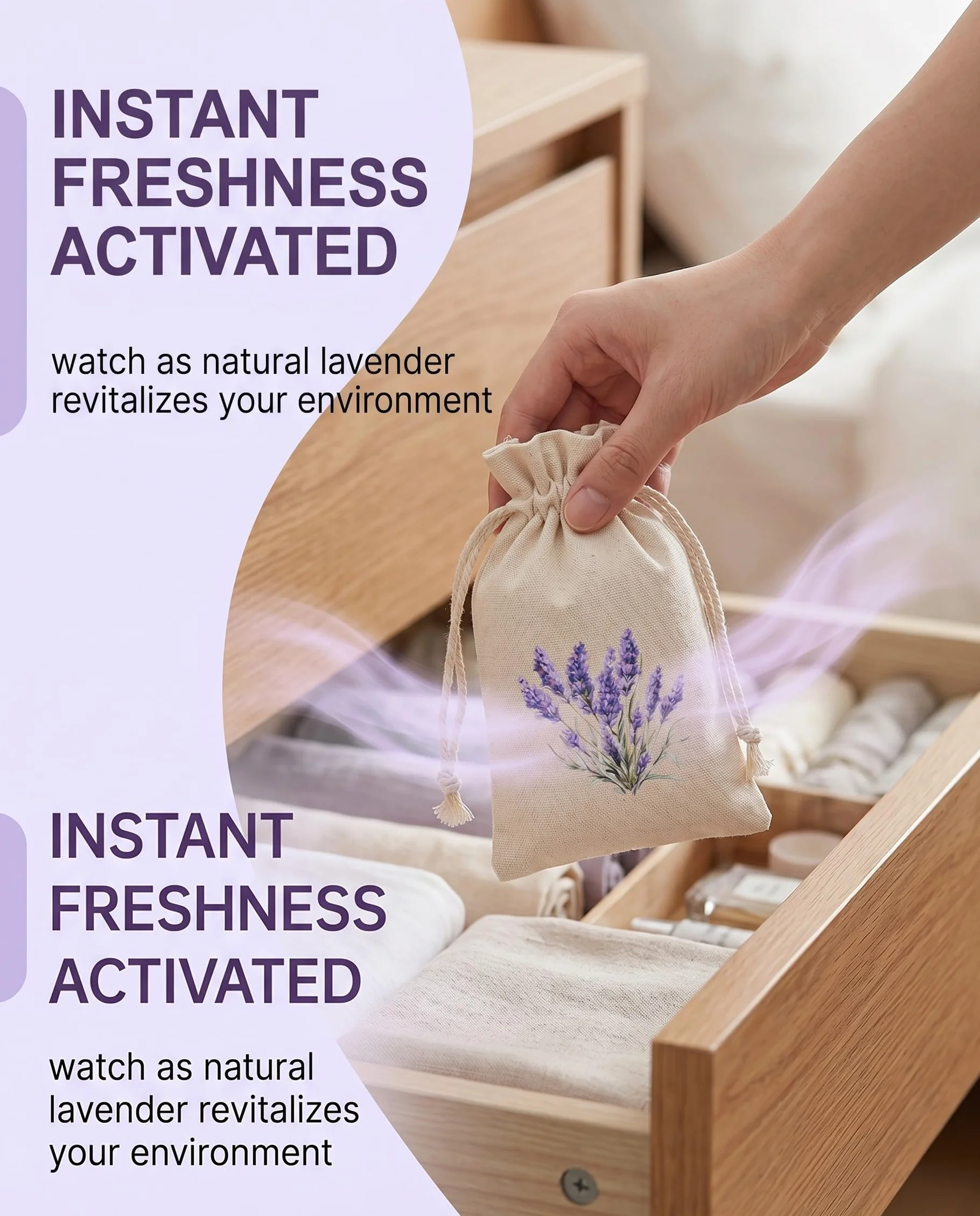 10 Pezzi Sacchetti Cotone per Lavanda Vuoti con Coulisse, Bustine Riutilizzabili per Armadio, Antitarme & Profumo Fresco Biancheria