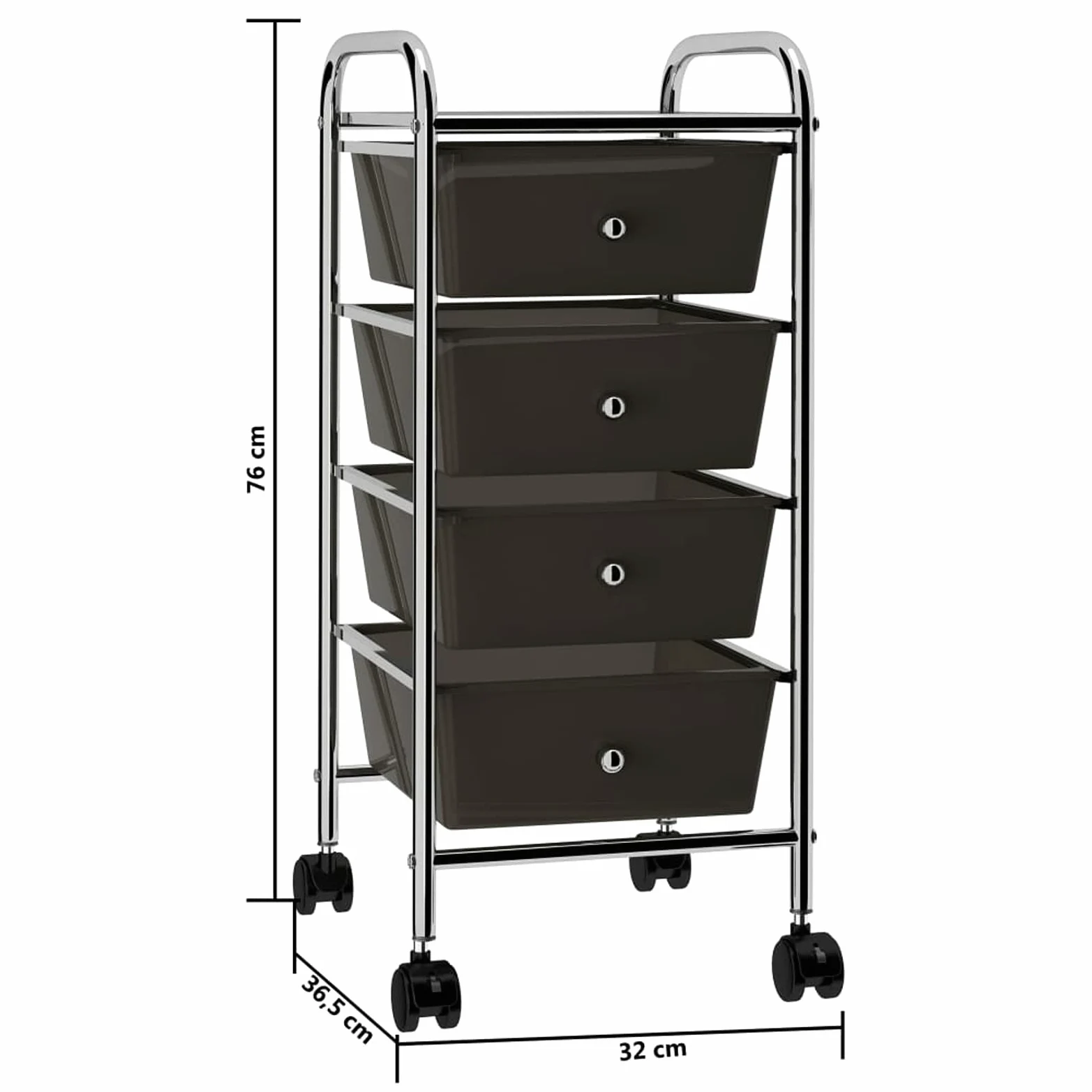 Rantry Carrello Portaoggetti Mobile con 4 Cassetti Nero in Plastica Decorazione da Mobili
