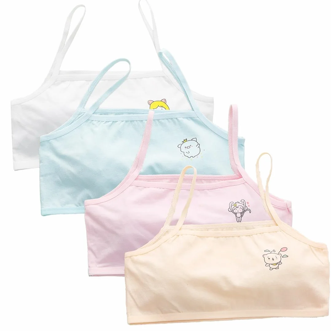 Reggiseno Top Bambina Cotone Basic Multicolore 4 Pezzi
