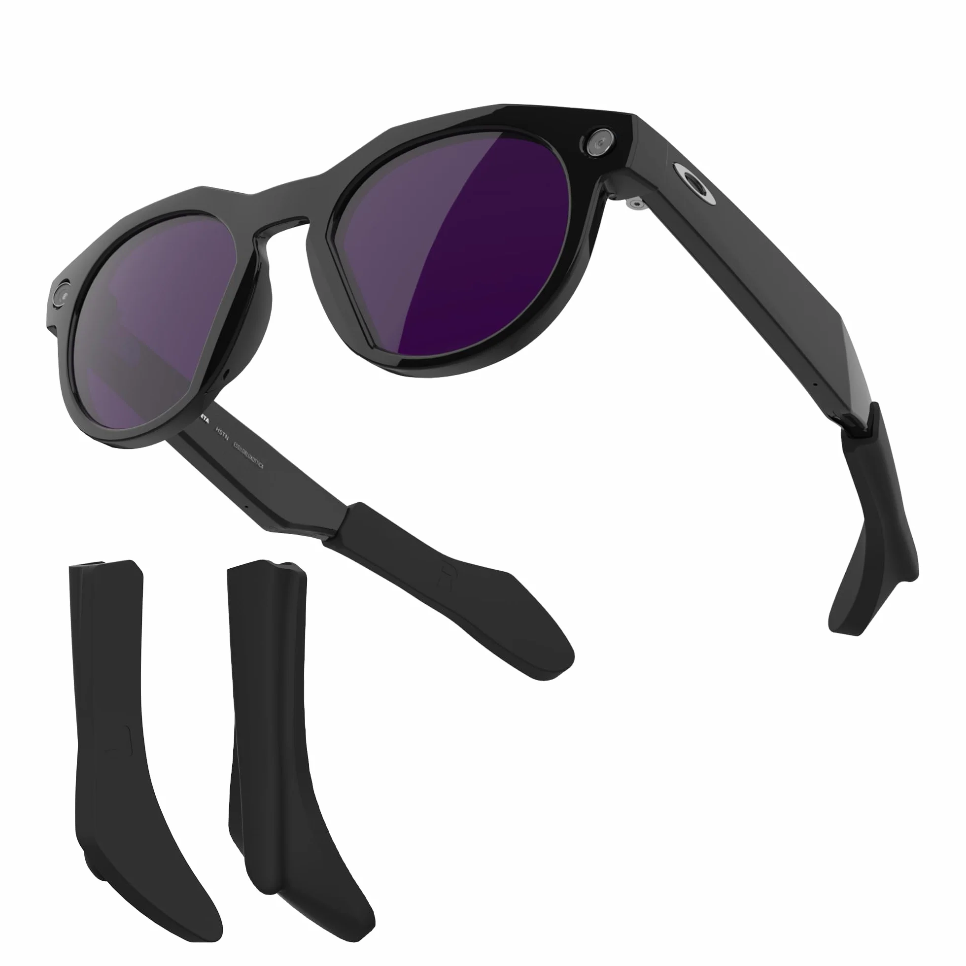 HiBloks Grip per Occhiali Intelligenti Oakley Meta HSTN Smart, Antiscivolo in Silicone per Occhiali da Sole (Nero)