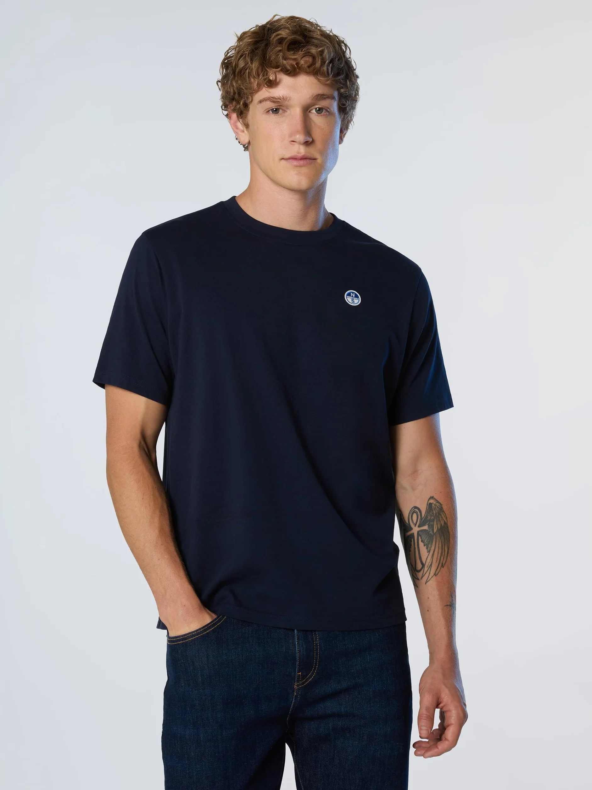 NORTH SAILS T-Shirt Uomo in Jersey di Cotone Organico con Patch Logo