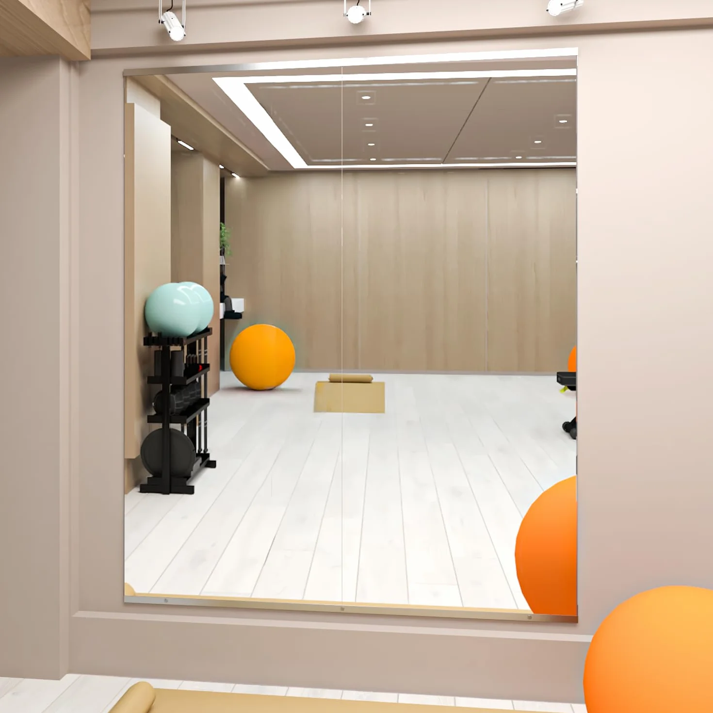 Specchio per palestra casa,144,5 x 60 cm - 2 pezzi grande specchio da yoga, specchi a figura intera fitness, vetro temperato, montaggio a parete, studio di danza, garage