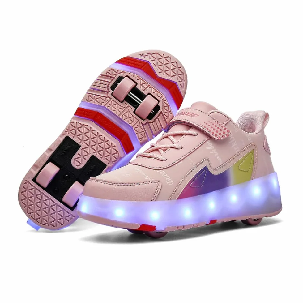 ENEN Scarpe con Rotelle Luce Bambina Bambini Sportive Scarpe da Skateboard 4 Ruote Sneakers Outdoor Multisport 27-43 EU