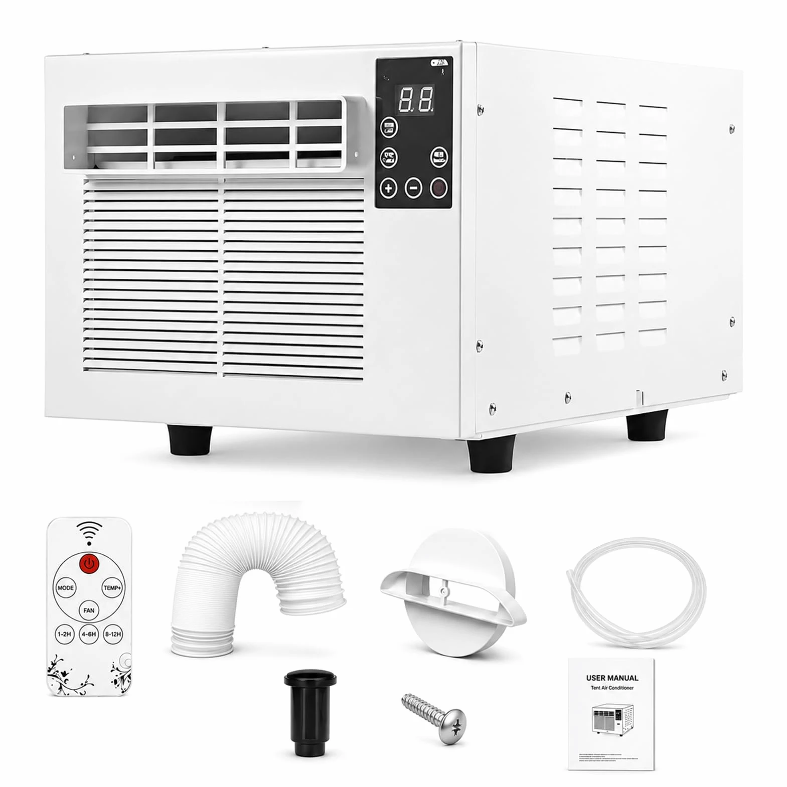 Climatizzatore per Camper Portatile 280W 1881 BTU Condizionatore, Silenzioso 45dB con Vero Compressore, senza Unità Esterna, Deumidificatore, per Tenda, Campeggio, Camper, Roulotte, Ufficio