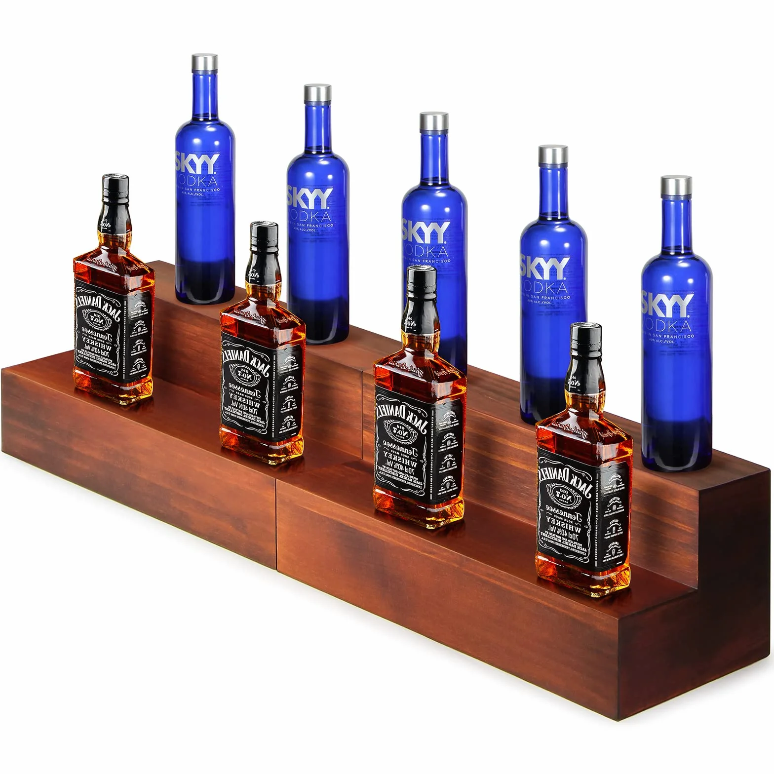 B4Life Confezione da 2 mensole per bottiglie di liquore, 40,6 cm, 2 ripiani in legno, per bar e liquori per casa e bar